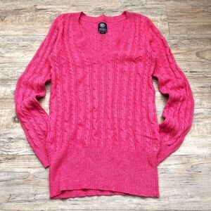 Y2K American Eagle Cable Knit V Neck Fitted Sweater Preppy Coquette Soft Girl